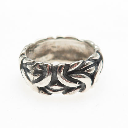 925 Sterling Silver Vintage Byzantine Oxidized Band Ring Size 9.75