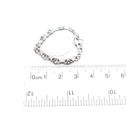 925 Sterling Silver Vintage Happy Birthday Heart Charm Pendant