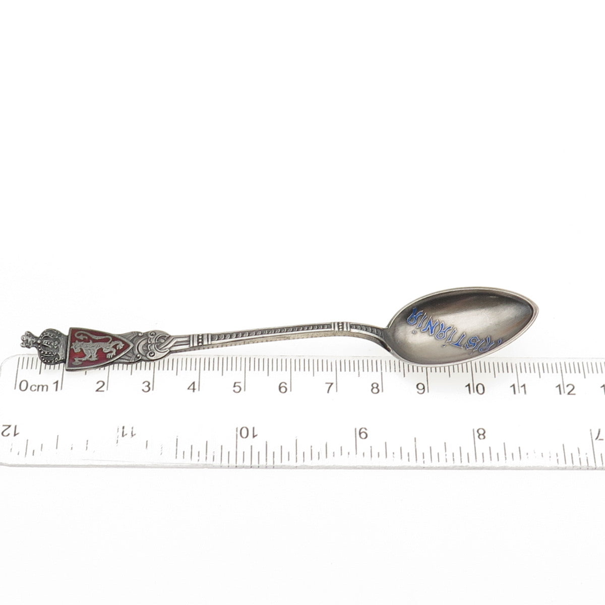 Th Marthinse Sterling Silver Antique Norway Enamel Kristiania Oslo Coffee Spoon