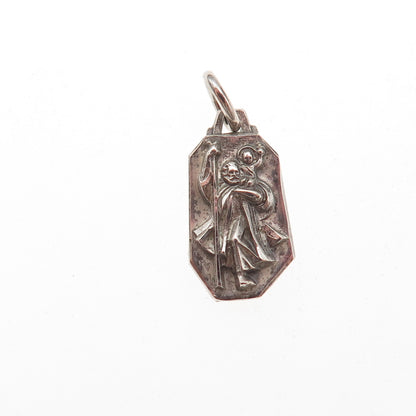 Hayward 925 Sterling Silver Antique Art Deco St. Christopher Charm Pendant