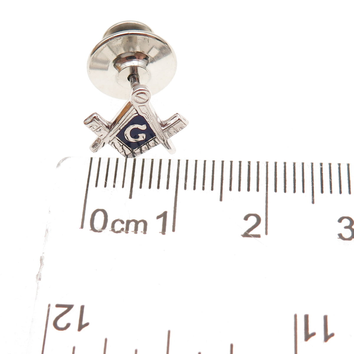 Anson 925 Sterling Silver Antique Art Deco Enamel Masonic Tie Tack / Lapel Pin