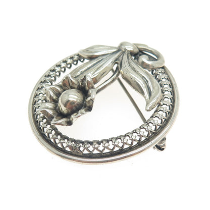 DANECRAFT 925 Sterling Silver Antique Art Deco US Flower Pin Brooch