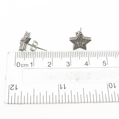 925 Sterling Silver Round-Cut Star Stud Earrings