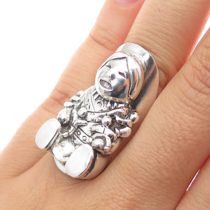 CAROL FELLEY 925 Sterling Silver Vintage 1990 Kachina Doll Ring Size 6.75