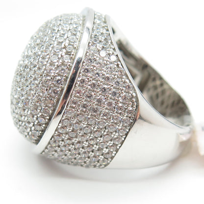 925 Sterling Silver Pave C Z Domed Ring Size 10