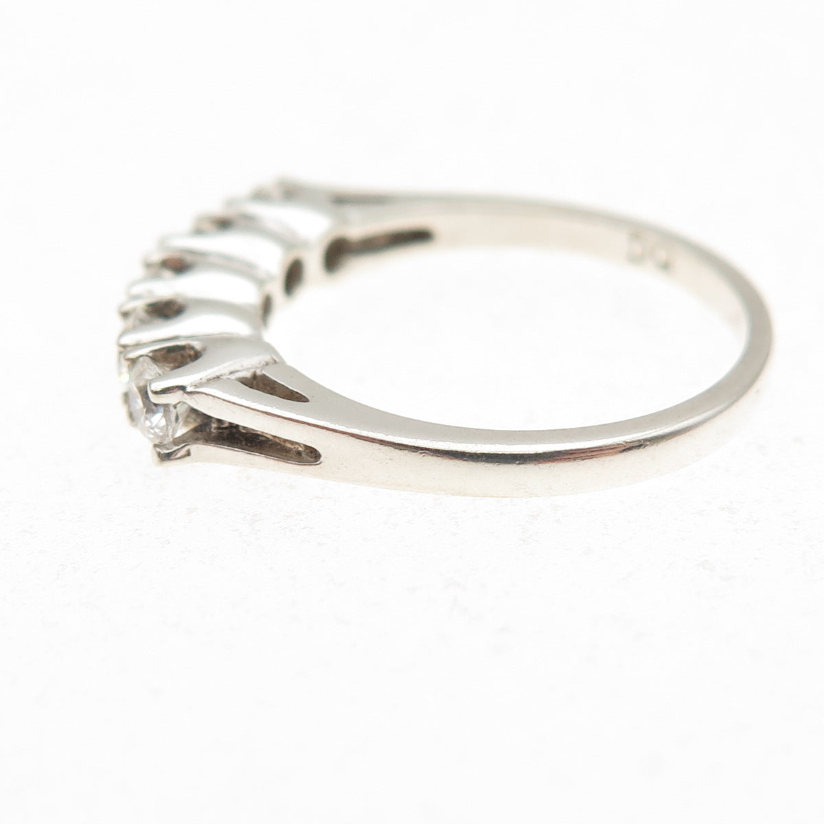 Joseph Demarco Sterling Silver Vintage Round-Cut C Z Half Eternity Ring Size 6