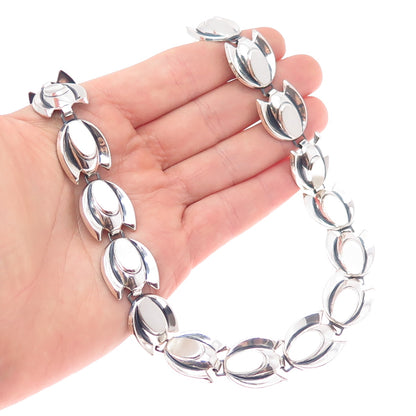 RENOIR SAUTEUR 925 Sterling Vintage Modernist Tulip Flower Chain Necklace 18"