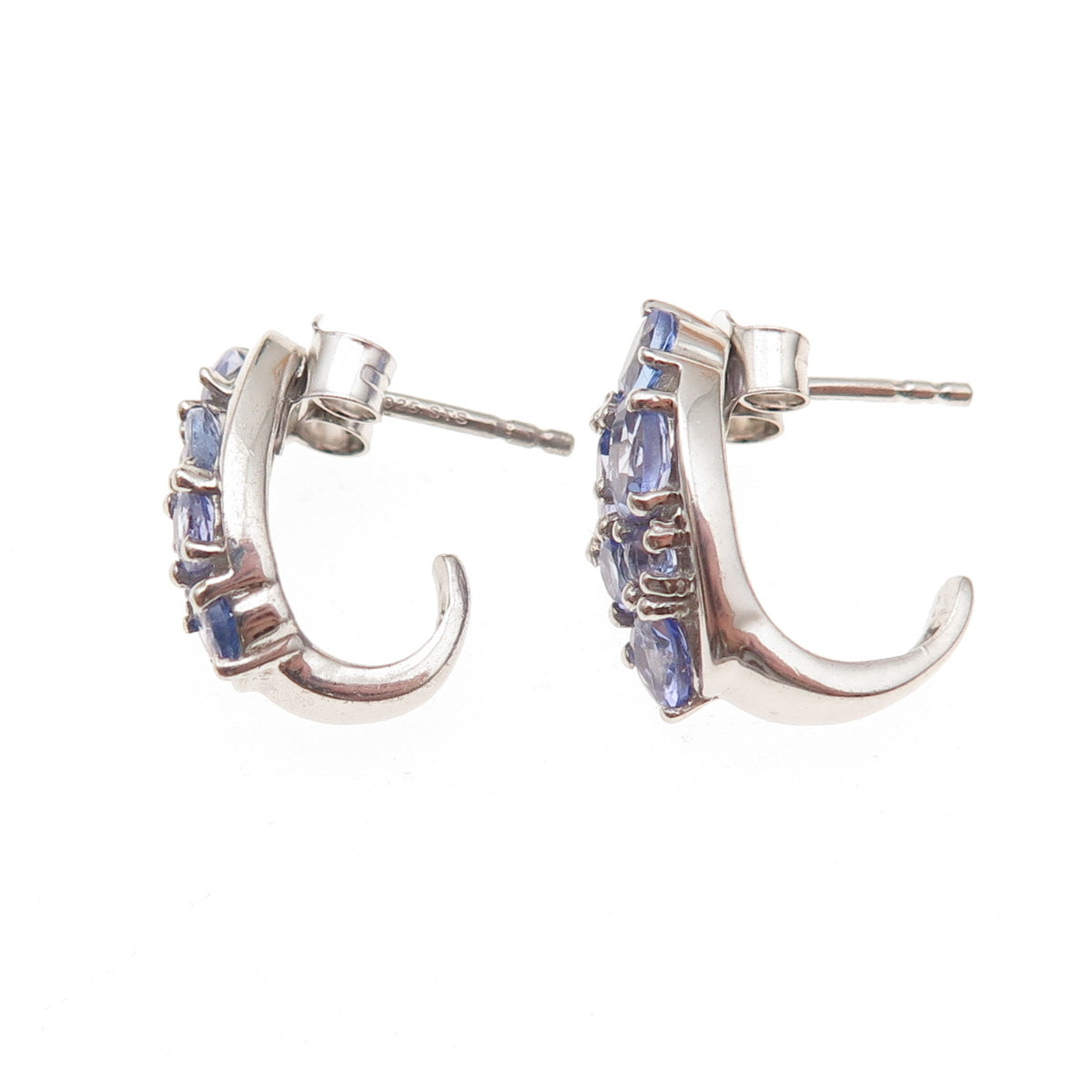 Chuck Clemency 925 Sterling Silver Real Tanzanite Cluster Claw Earrings