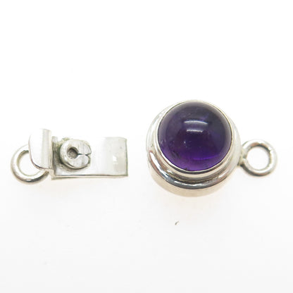 925 Sterling Silver Vintage Real Amethyst Bracelet & Necklace Box Lock Clasp