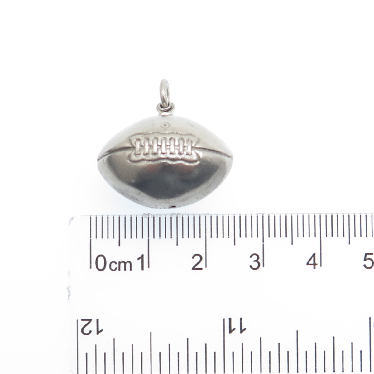 BEAU 925 Sterling Silver Antique Art Deco Football Ball 3D Charm Pendant
