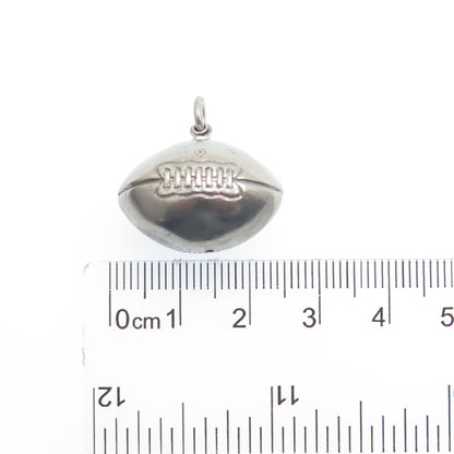 BEAU 925 Sterling Silver Antique Art Deco Football Ball 3D Charm Pendant