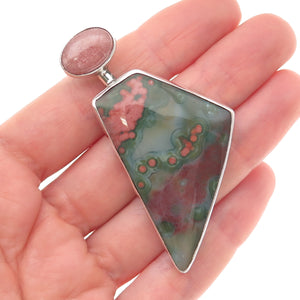 Stanley Bain Navajo Old Pawn Sterling Silver Vintage Agate & Rhodonite Pendant