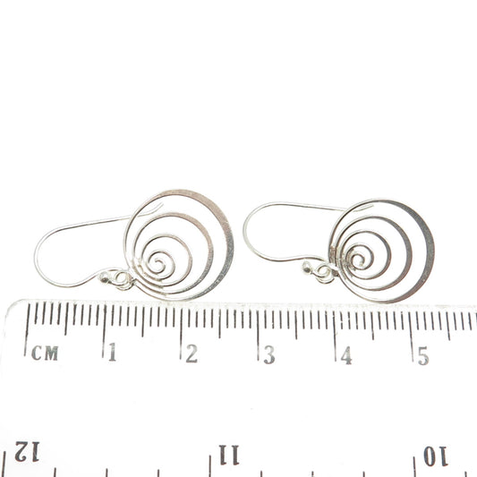 925 Sterling Silver Spiral Drop Dangling Earrings