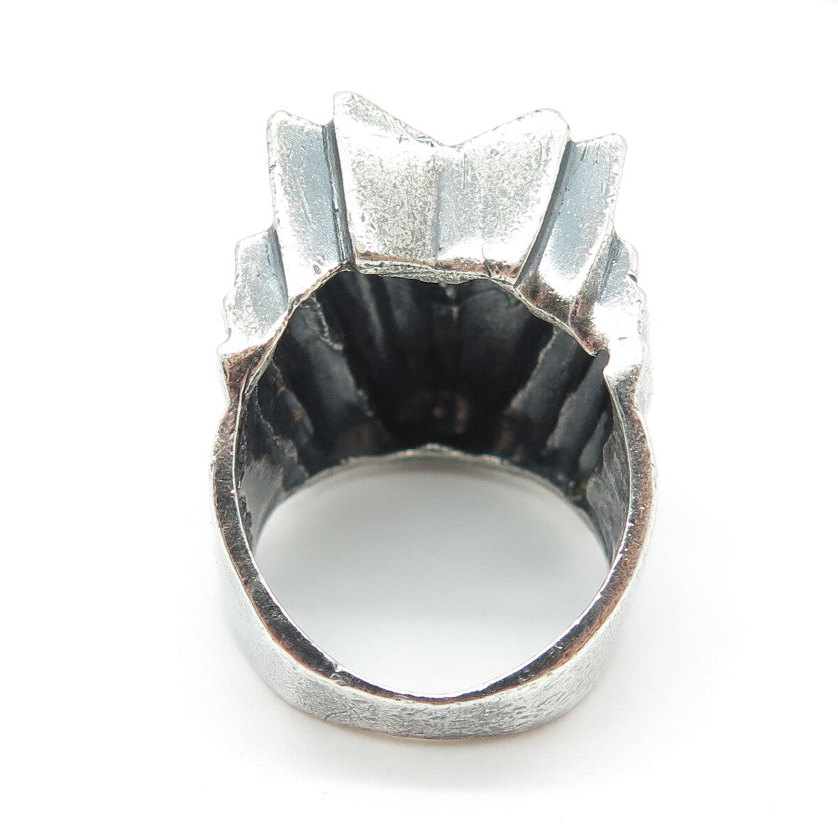 925 Sterling Silver Vintage Modernist Oxidized Ring Size 7.5
