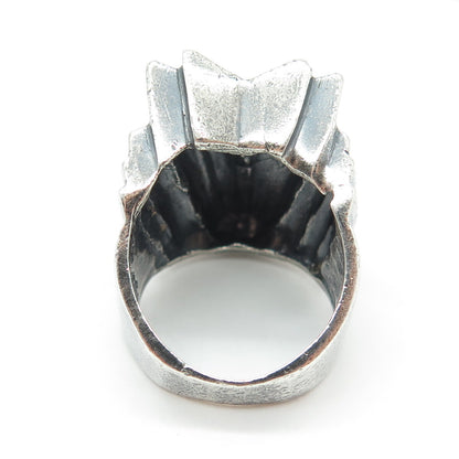 925 Sterling Silver Vintage Modernist Oxidized Ring Size 7.5