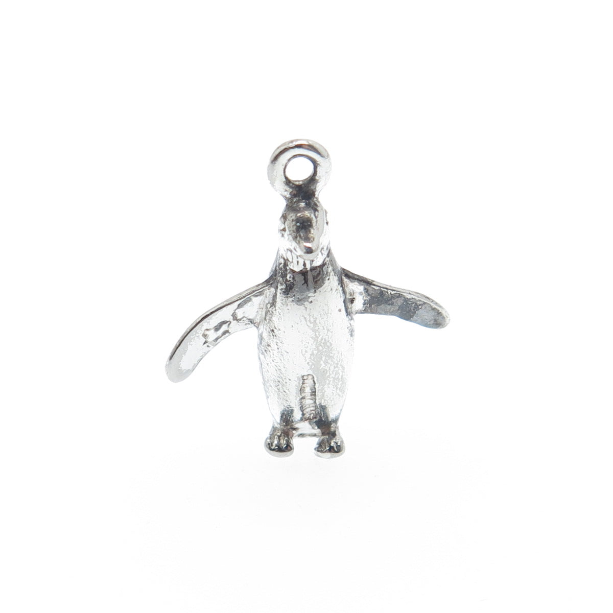 925 Sterling Silver Vintage Pinguin Minimalist 3D Charm Pendant