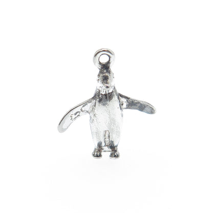 925 Sterling Silver Vintage Pinguin Minimalist 3D Charm Pendant