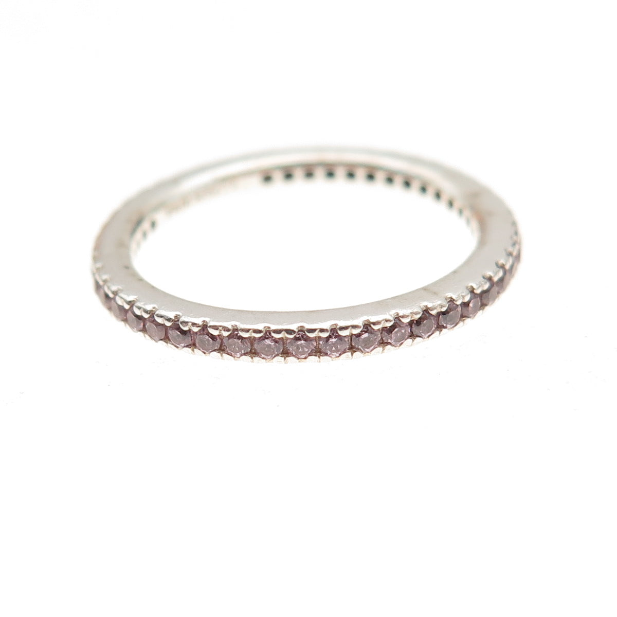 Silvio Hidalgo 925 Sterling Silver Round-Cut Pink C Z Eternity Band Ring Size 5