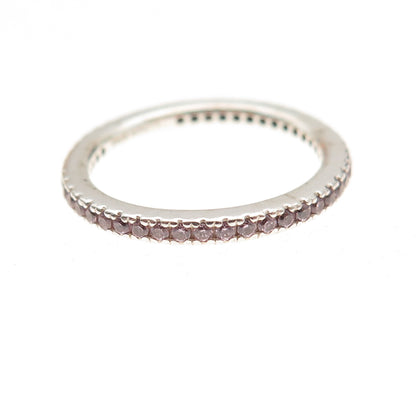 Silvio Hidalgo 925 Sterling Silver Round-Cut Pink C Z Eternity Band Ring Size 5