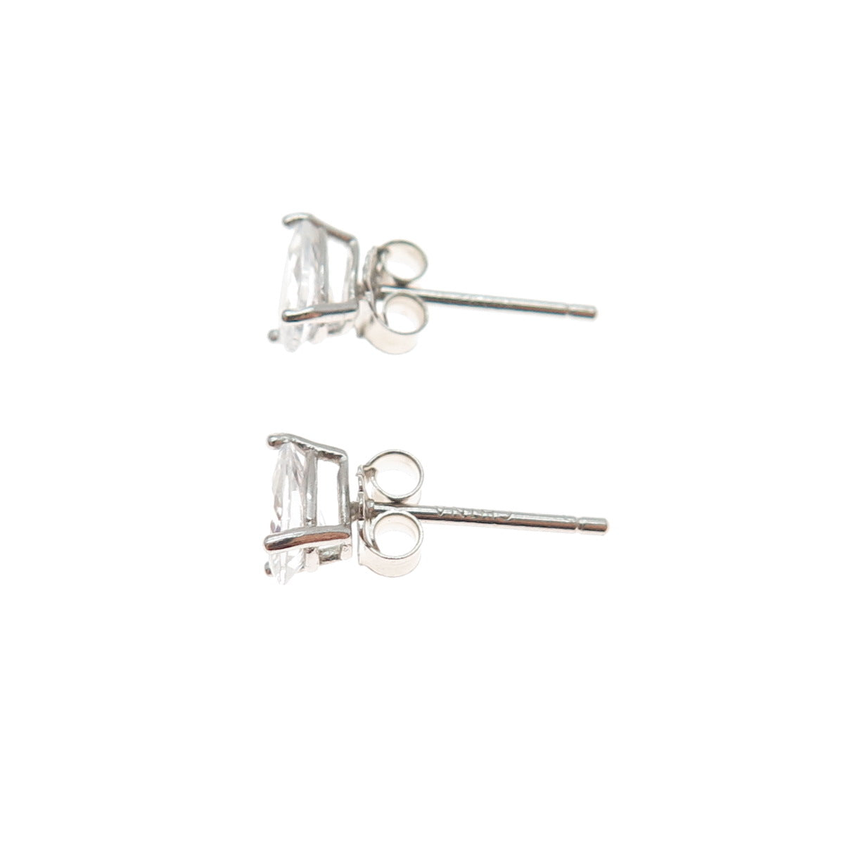 925 Sterling Silver Pear-Cut C Z Stud Earrings