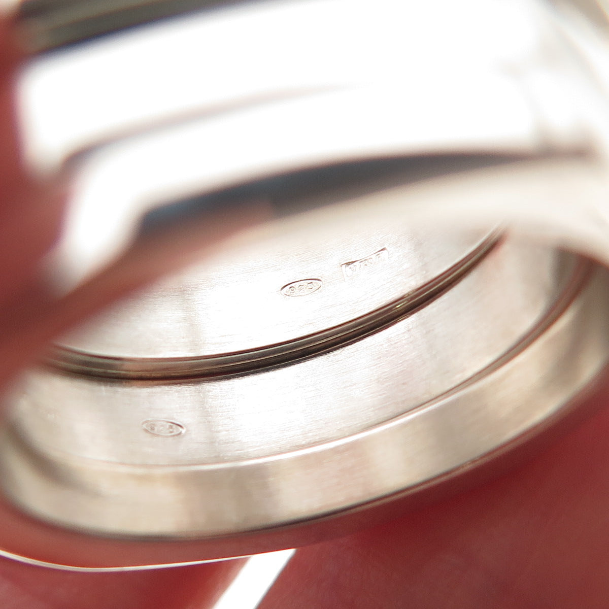 Gucci Sterling Silver Vintage Italy SET of 3 Hexagon Stackable Rings Size 8.75