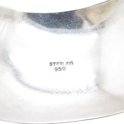 950 Silver Antique Japan Engraved Floral Leaf Adjustable Wide Cuff Bracelet 6.5"