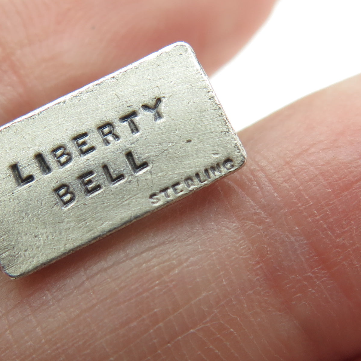 925 Sterling Silver Antique Art Deco Liberty Bell 3D Pendant