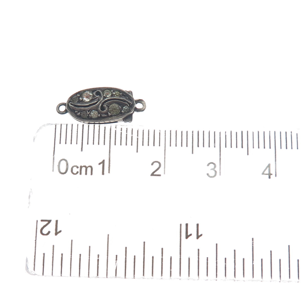 925 Sterling Silver Antique Art Deco Rhinestone Bracelet / Necklace Lock Clasp