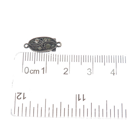 925 Sterling Silver Antique Art Deco Rhinestone Bracelet / Necklace Lock Clasp