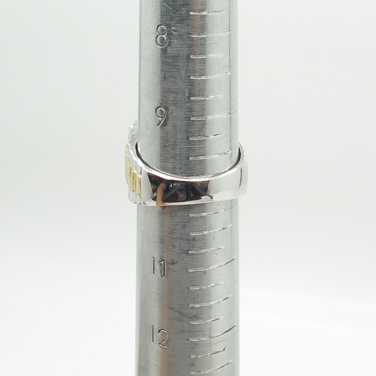 925 Sterling Silver 2-Tone Real White Topaz Gemstone Ring Size 10.25