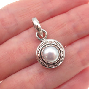 925 Sterling Silver Vintage Real Pearl Charm Pendant
