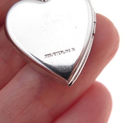 Tru-Kay 925 Sterling Silver Vintage Angel Heart Locket Charm Pendant
