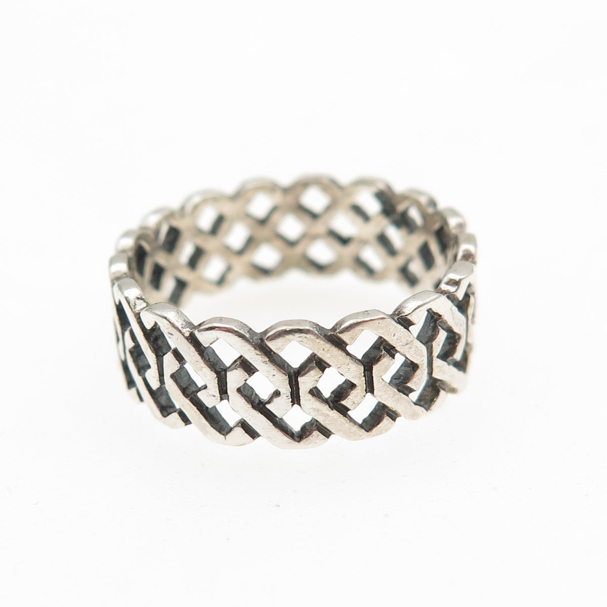 925 Sterling Silver Vintage Celtic Oxidized Band Ring Size 5