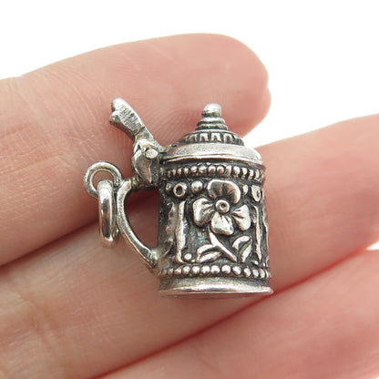 800 Silver Antique Art Deco Beer Stein Movable Pendant