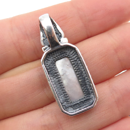 ROSS SIMONS 925 Sterling Silver 14K Gold Vintage Real MOP Oxidized Pendant