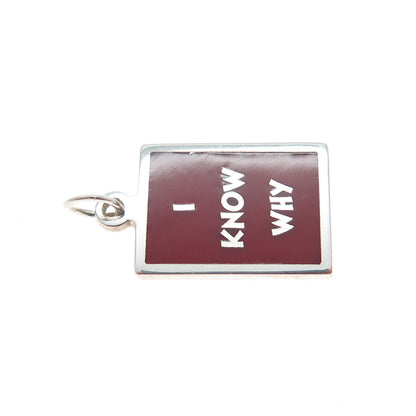 925 Sterling Silver Red Enamel I Know Why Minimalist Charm Pendant