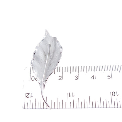 WELLS 925 Sterling Silver Vintage Floral Leaf Pin Brooch