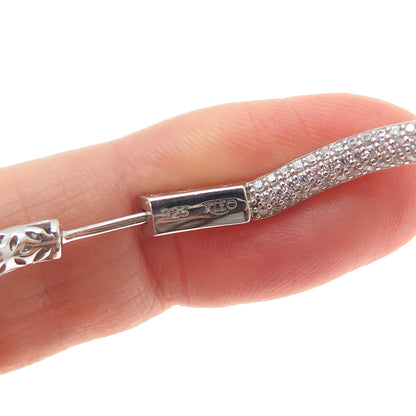 KLEO 925 Sterling Silver Round-Cut C Z In & Out Wavy Large Hoop Earrings