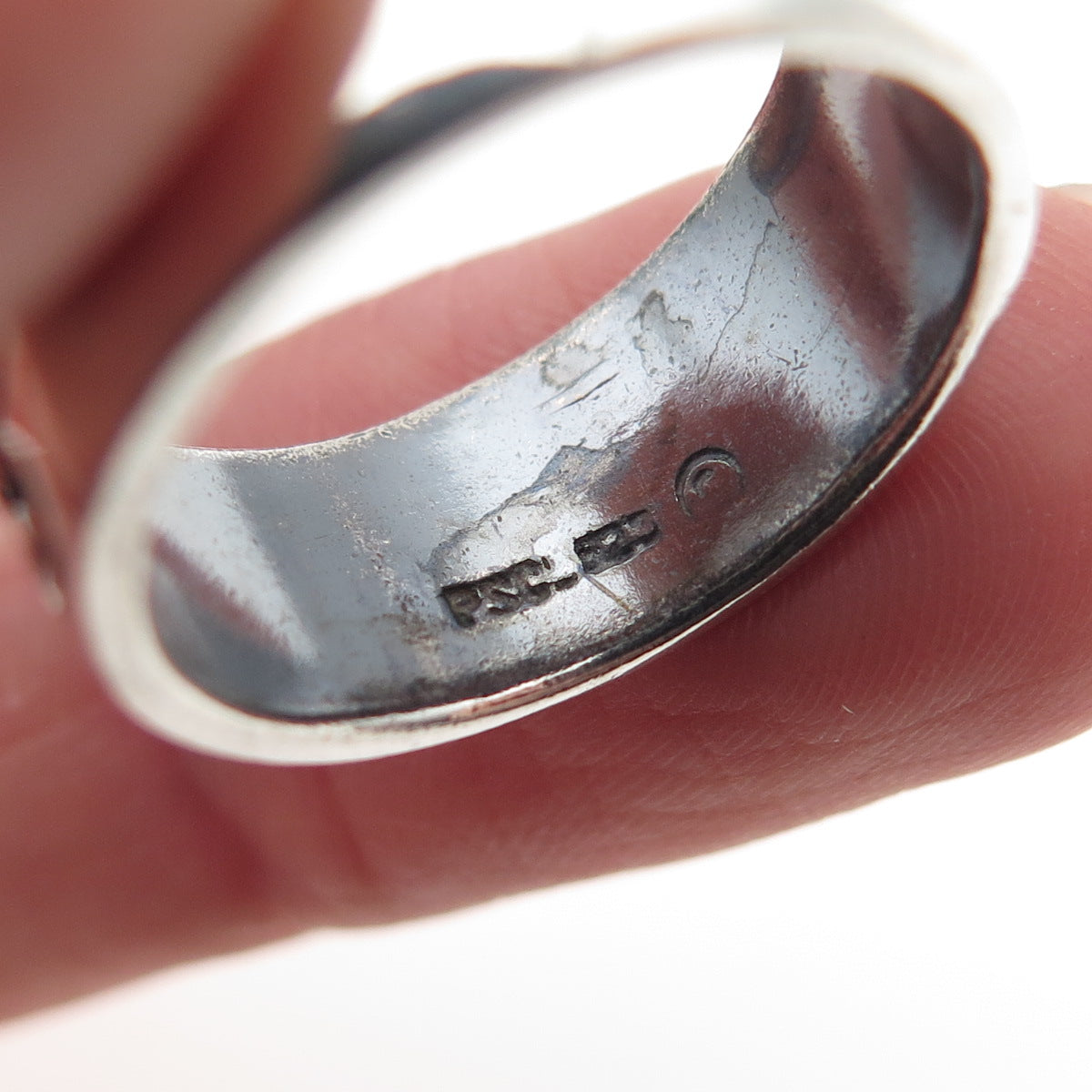 Peter Stone 925 Sterling Silver Vintage Tribal Bird Oxidized Band Ring Size 6.5