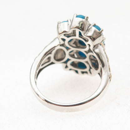 Chuck Clemency Sterling Silver 2-Tone Real Sleeping Beauty Turquoise Ring Size 8