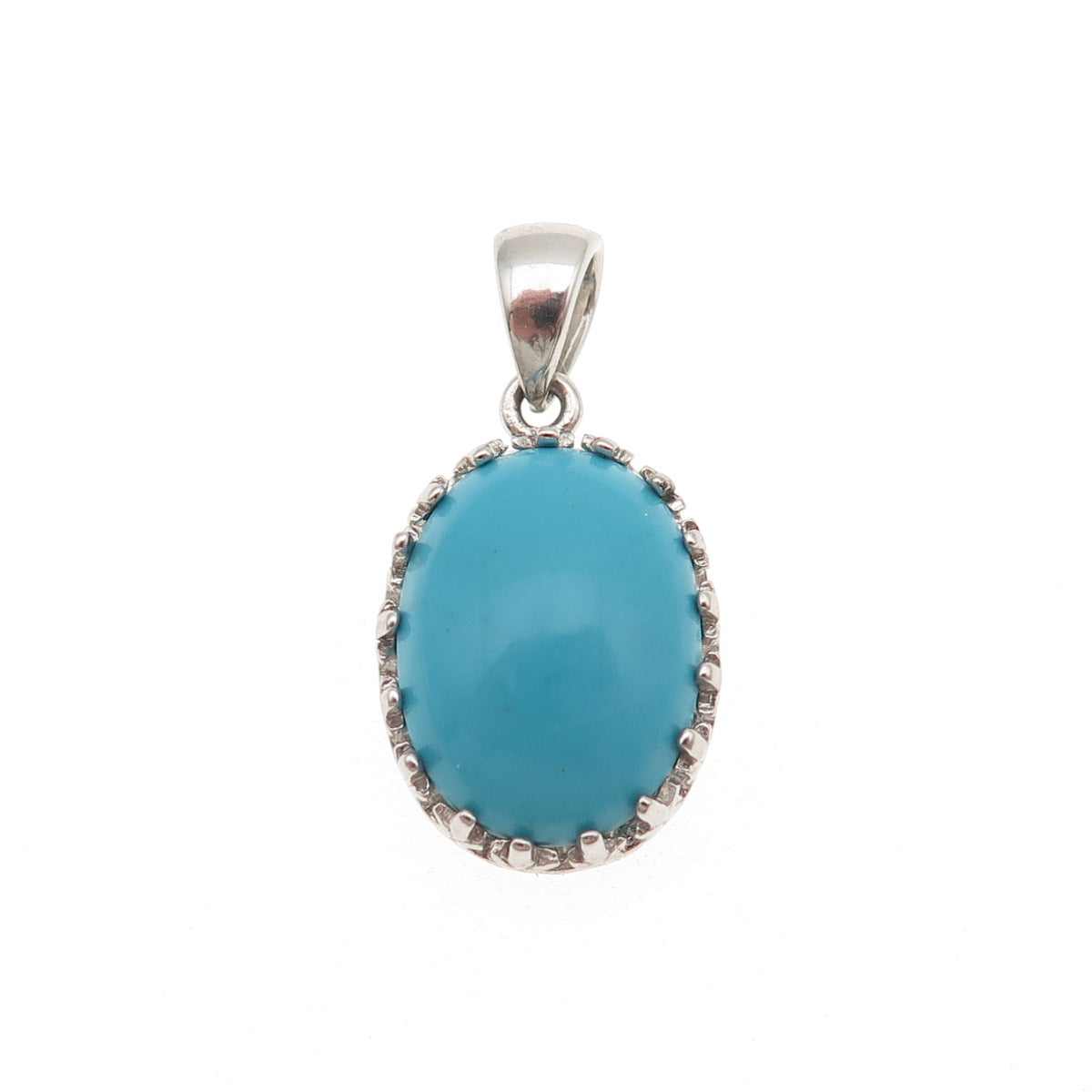 925 Sterling Silver Real Cabochon Turquoise Charm Pendant