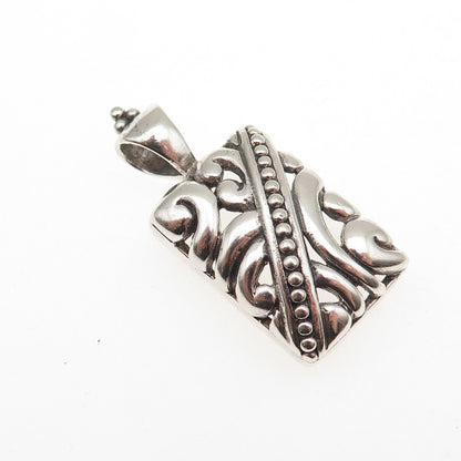925 Sterling Silver Vintage Ornate Floral Oxidized Charm Pendant