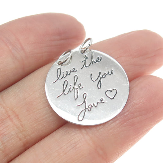 HAN 925 Sterling Silver "Live the Life You Love" Pendant