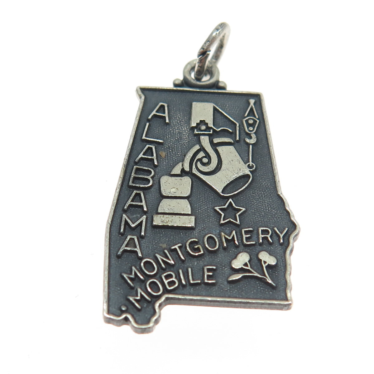 J.M. FISHER 925 Sterling Silver Vintage "Alabama Montgomery Mobile" Pendant