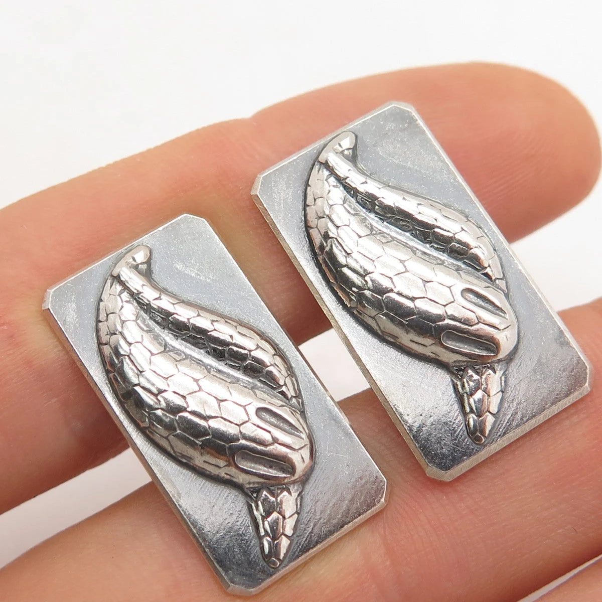 925 Sterling Silver Vintage Bird Textured Cufflinks