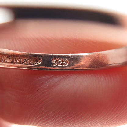 925 Sterling Silver Rose Gold Plated Real Smoky Quartz & C Z Ring Size 8.25