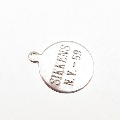 TIFFANY & CO. 925 Sterling Silver Vintage Engraved Round Tag Charm Pendant