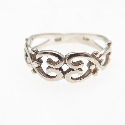 Charles Winston 925 Sterling Silver Vintage Heart Oxidized Ring Size 7.5