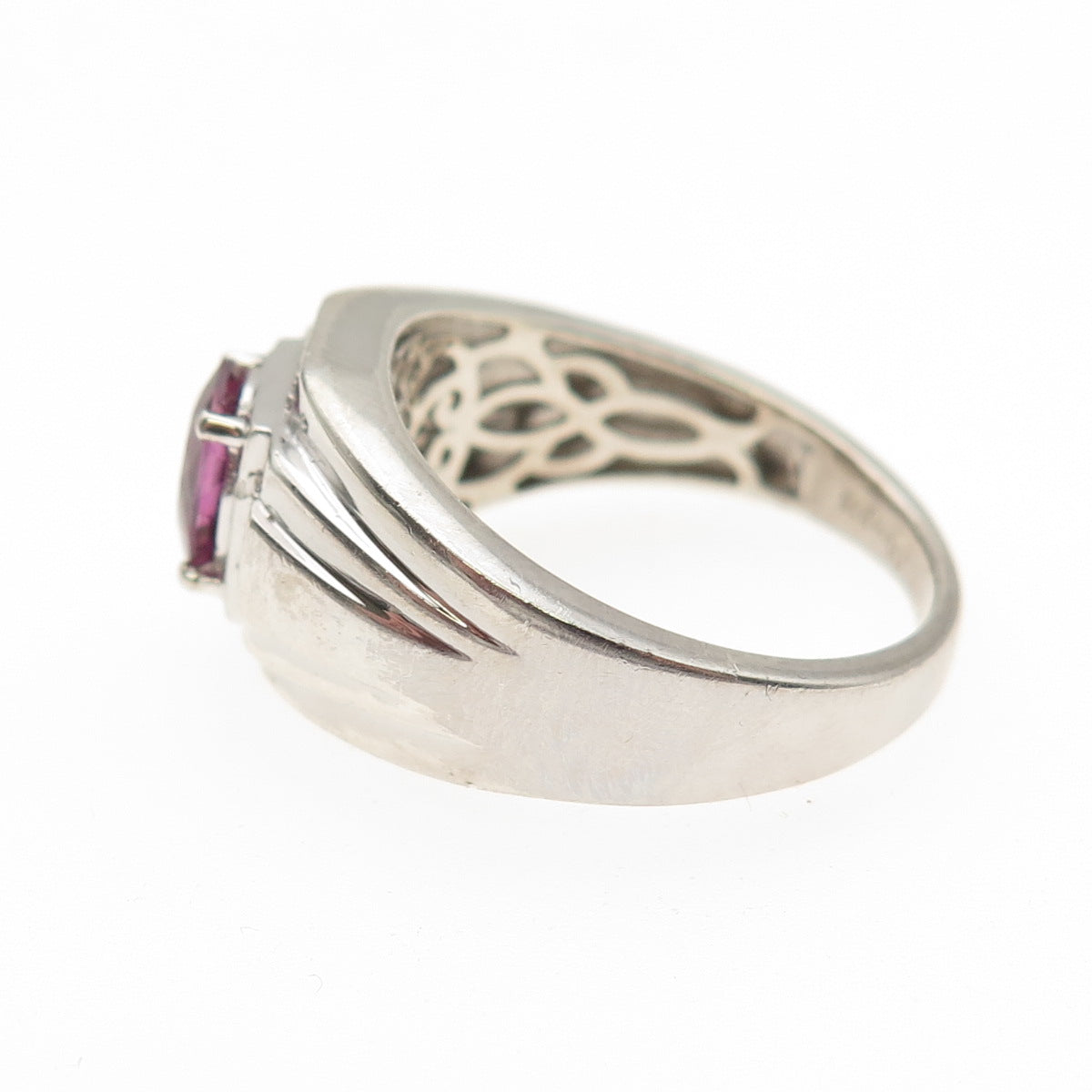 D'JOY 925 Sterling Silver Real Pink Tourmaline & White Topaz Ring Size 10