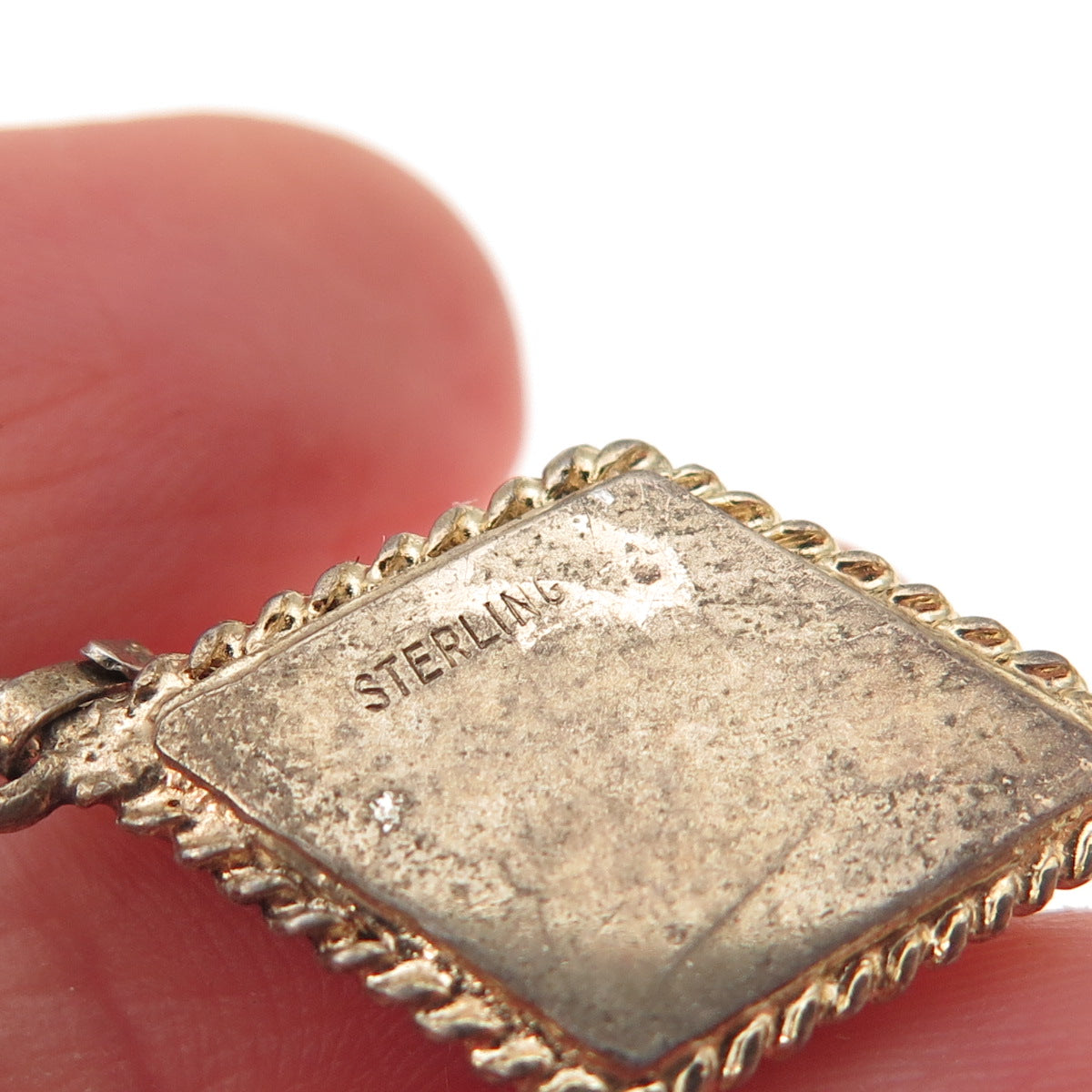 925 Sterling Silver Gold Plated Antique Art Deco Rhinestone Locket Charm Pendant